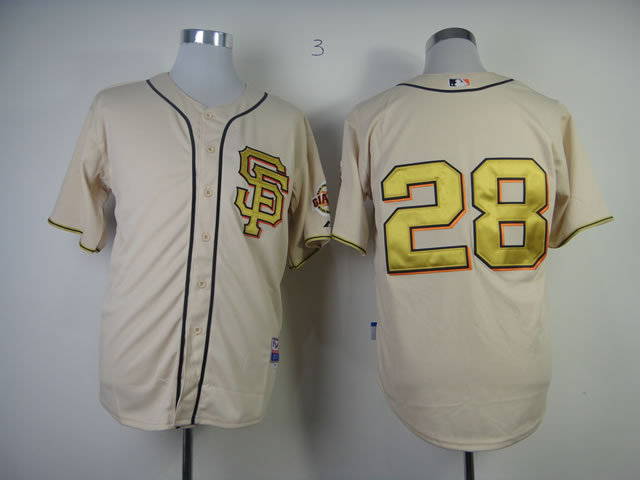 Men San Francisco Giants 28 Posey Cream SF MLB Jerseys